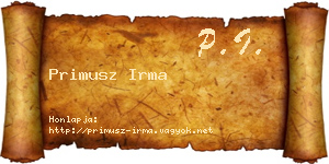Primusz Irma névjegykártya